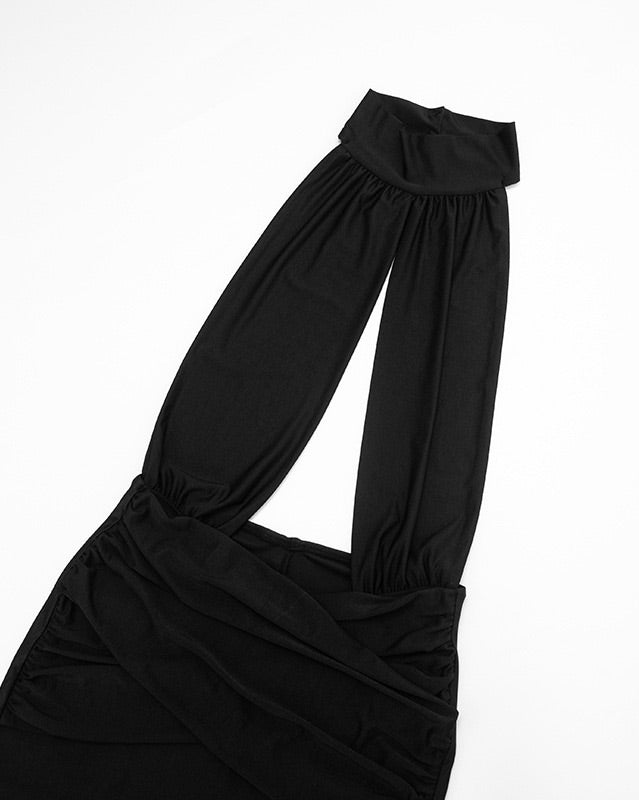 Perfect Black Halter Cut-Out Jumpsuit