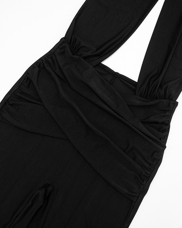 Perfect Black Halter Cut-Out Jumpsuit
