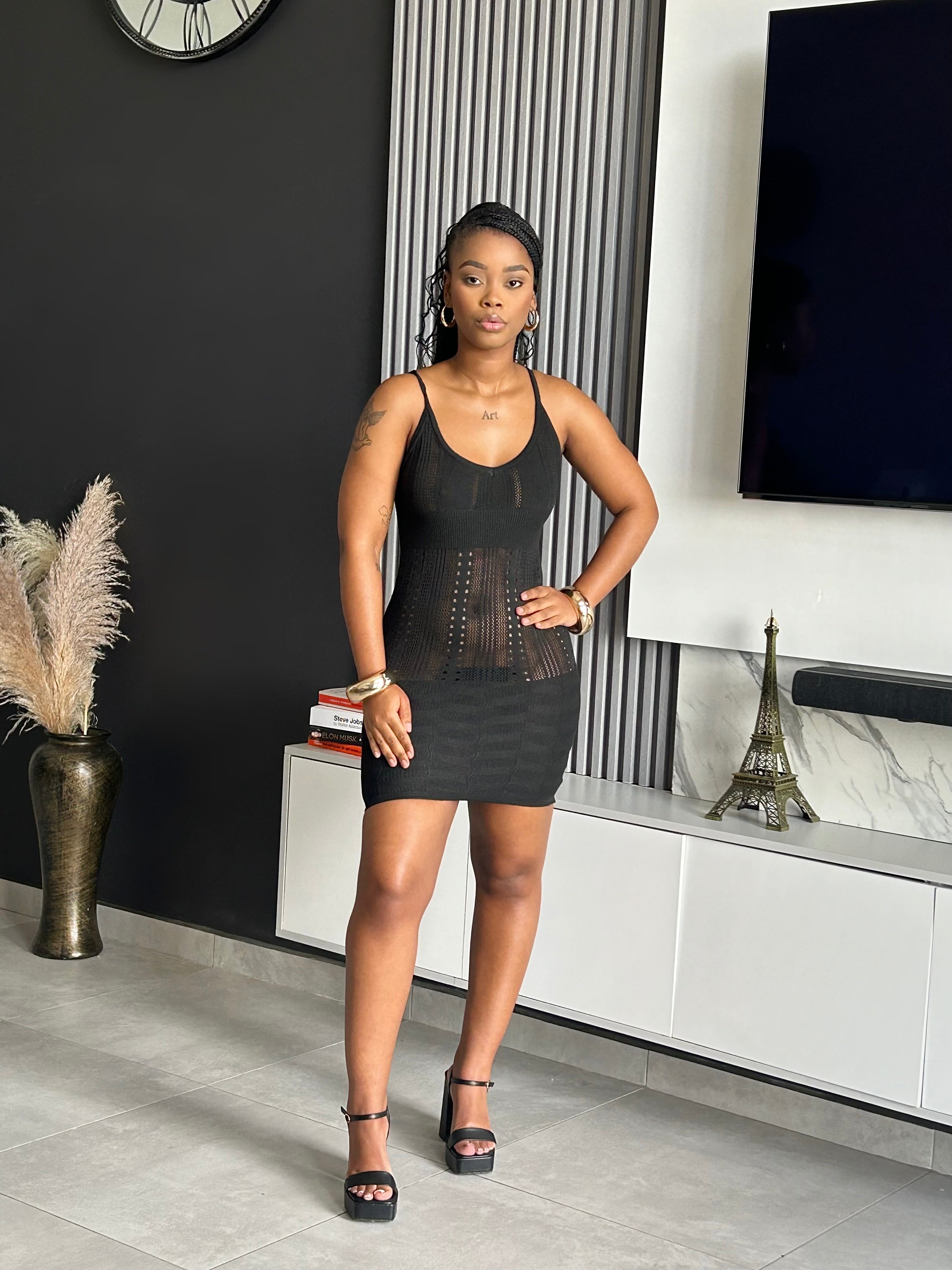 Stand out in the Kimmy Sheer Mini Dress, a black bodycon midi with good stretch, perfect for night outs or events. Shop now at Vera’s Closet.