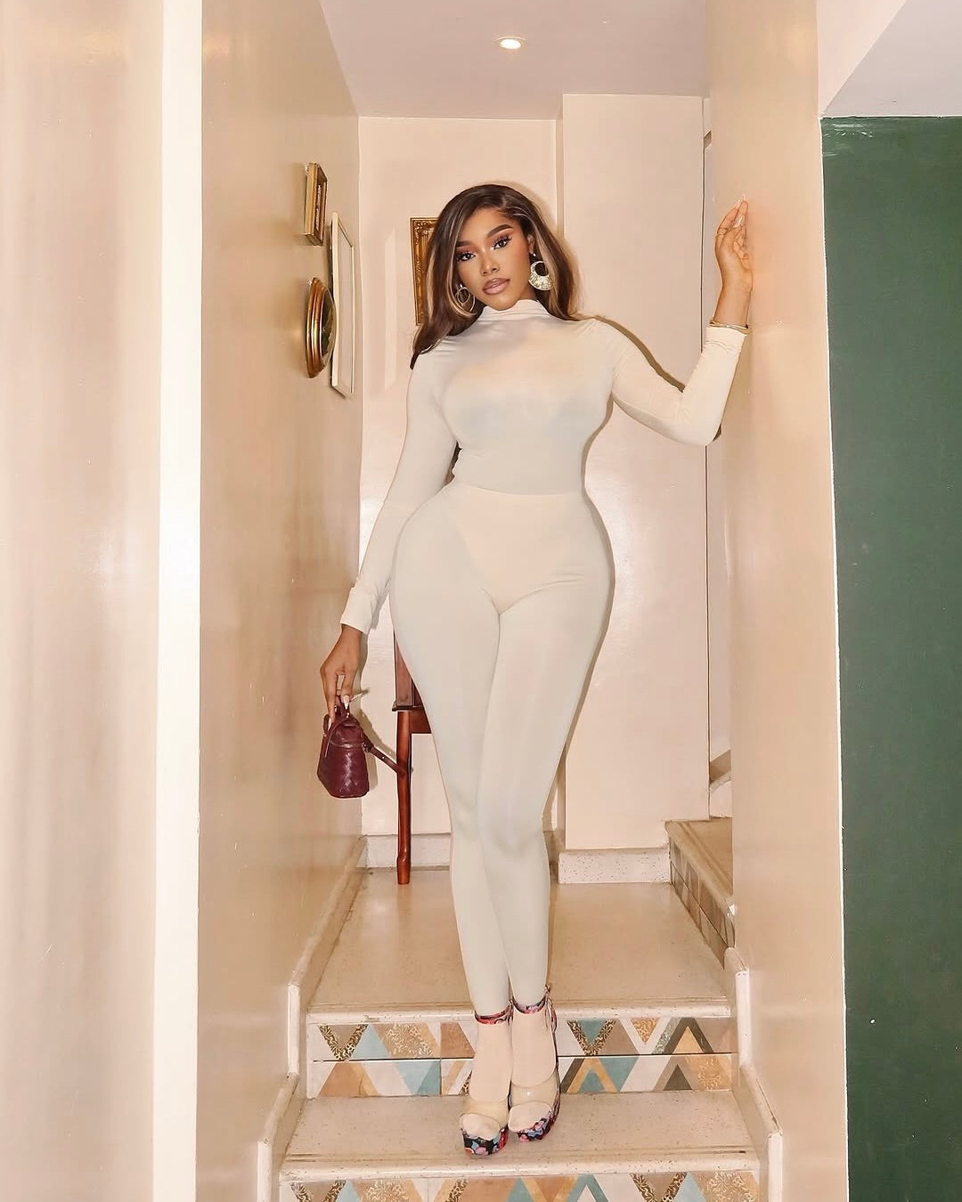 Martini Nude Turtleneck Two-Piece Set