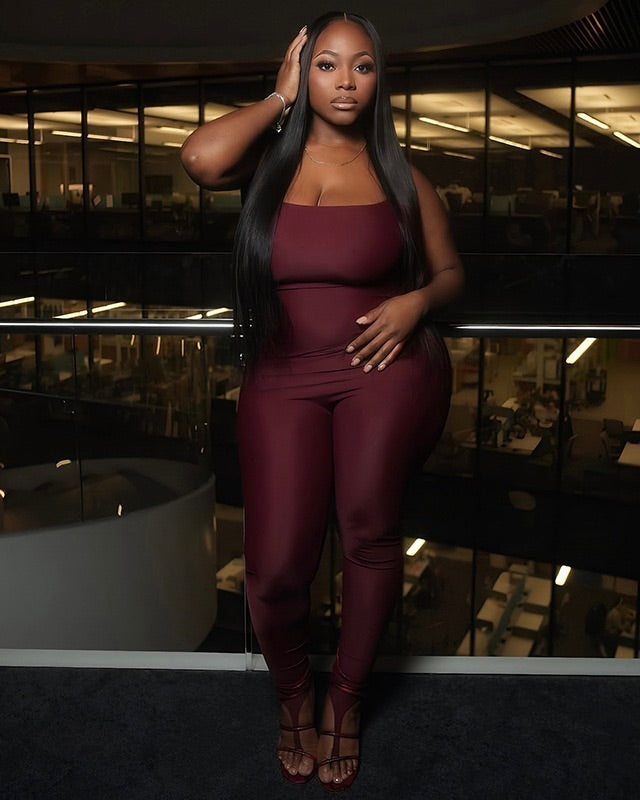Nichole Burgundy Sculpting Jumpsuit