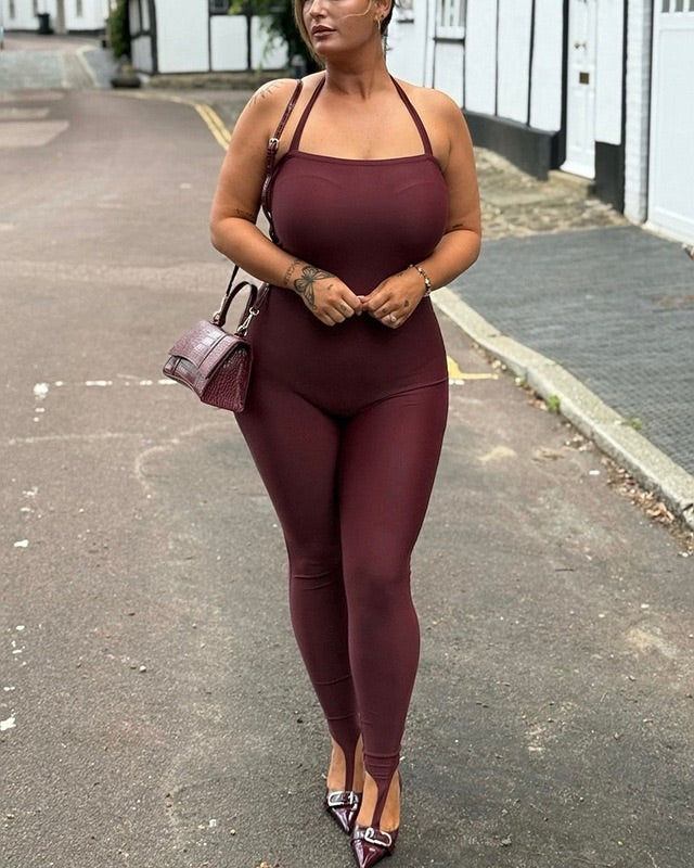 Nichole Burgundy Sculpting Jumpsuit