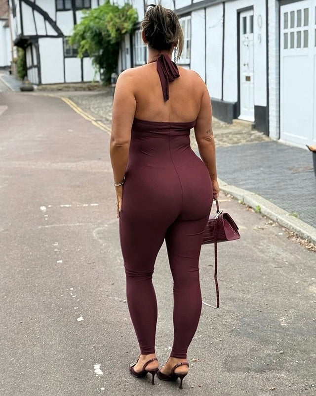 Nichole Burgundy Sculpting Jumpsuit