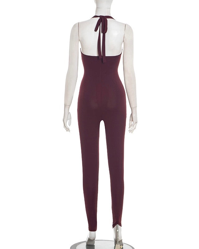 Nichole Burgundy Sculpting Jumpsuit