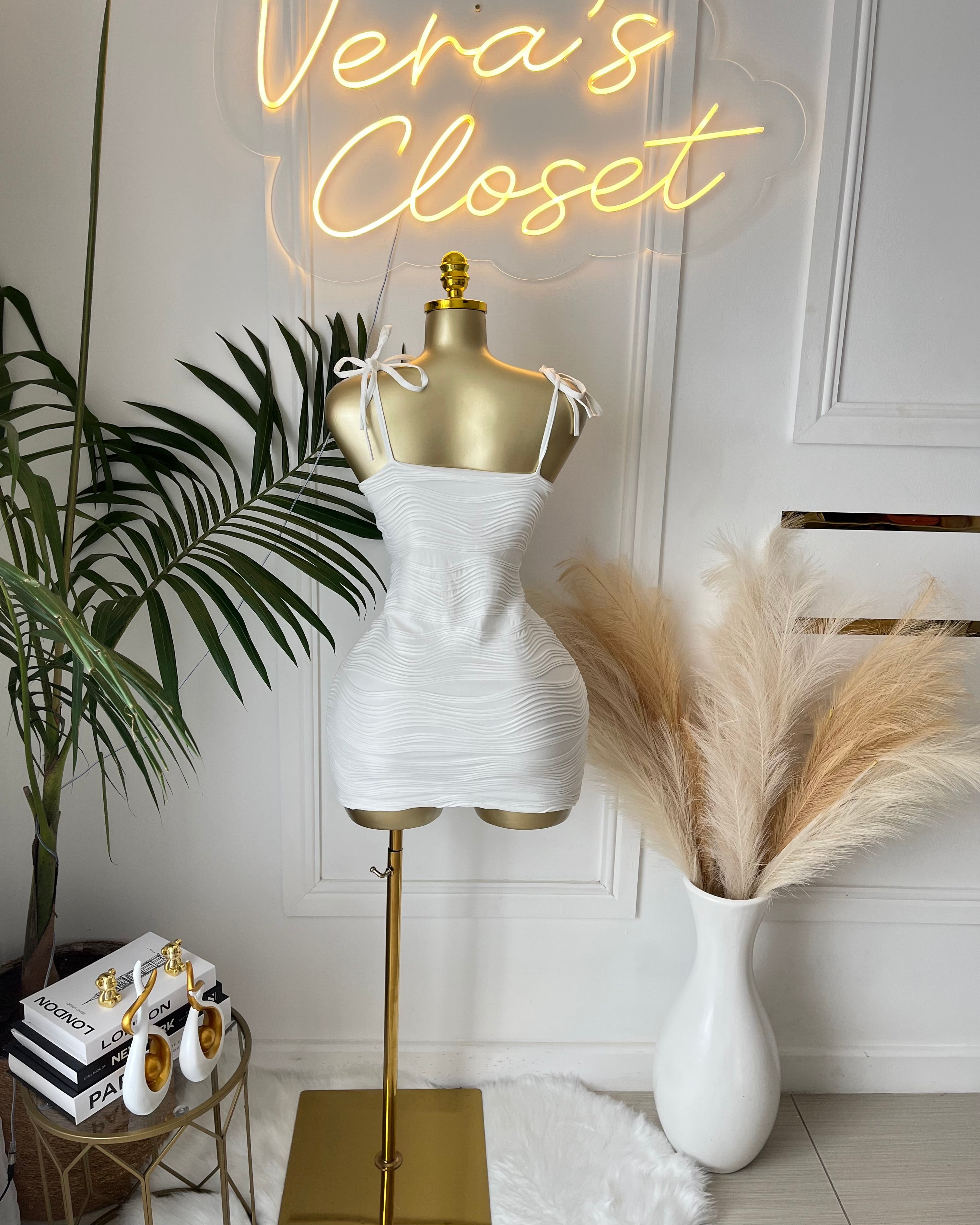 Ava White Ruched Mini Dress
