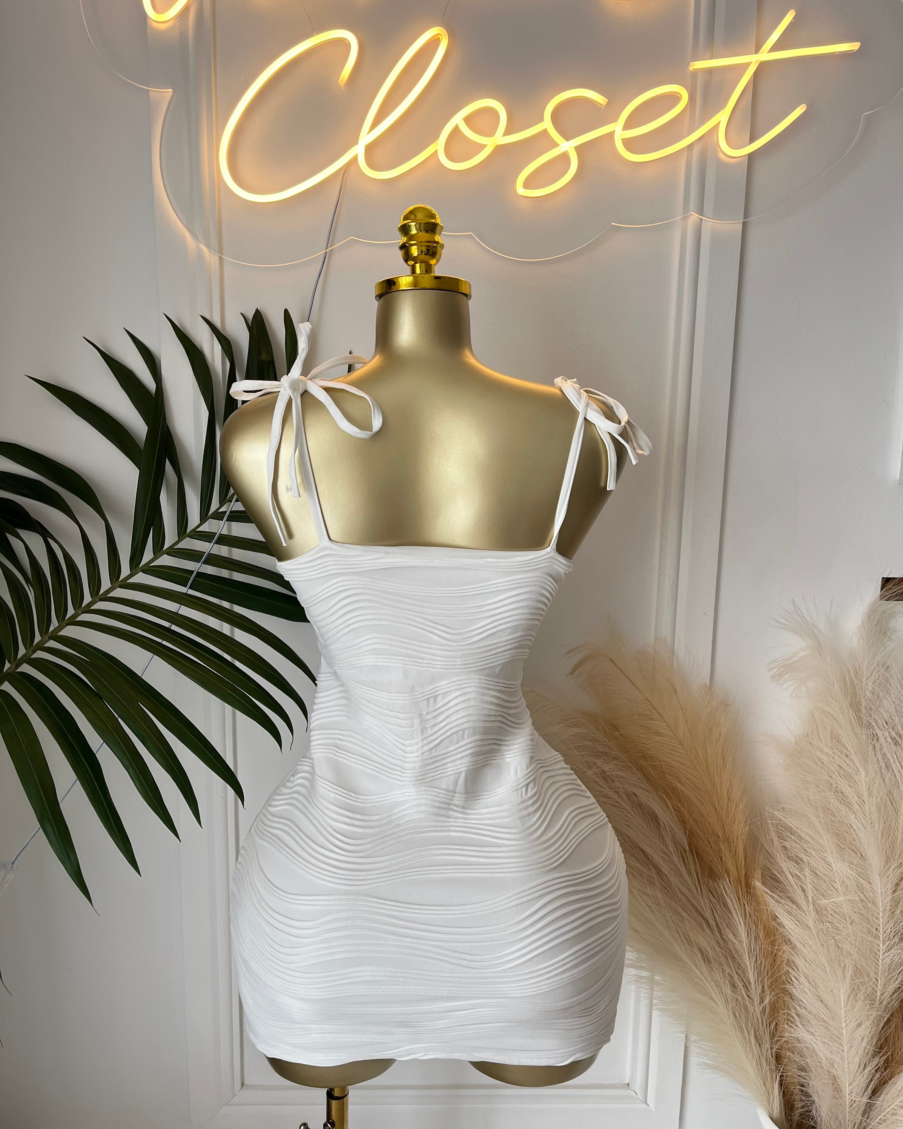 Ava White Ruched Mini Dress
