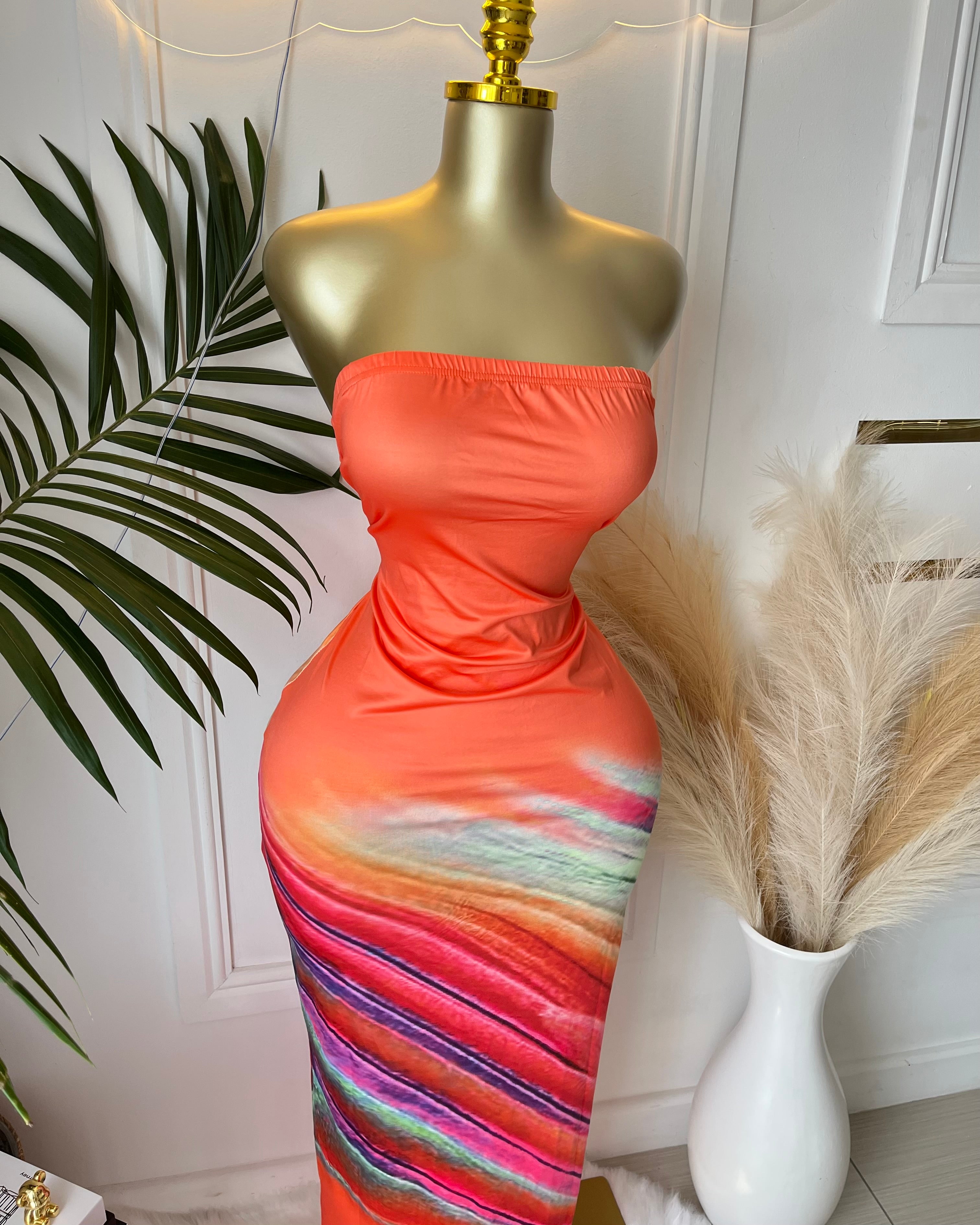 Sunset Glow Strapless Dress
