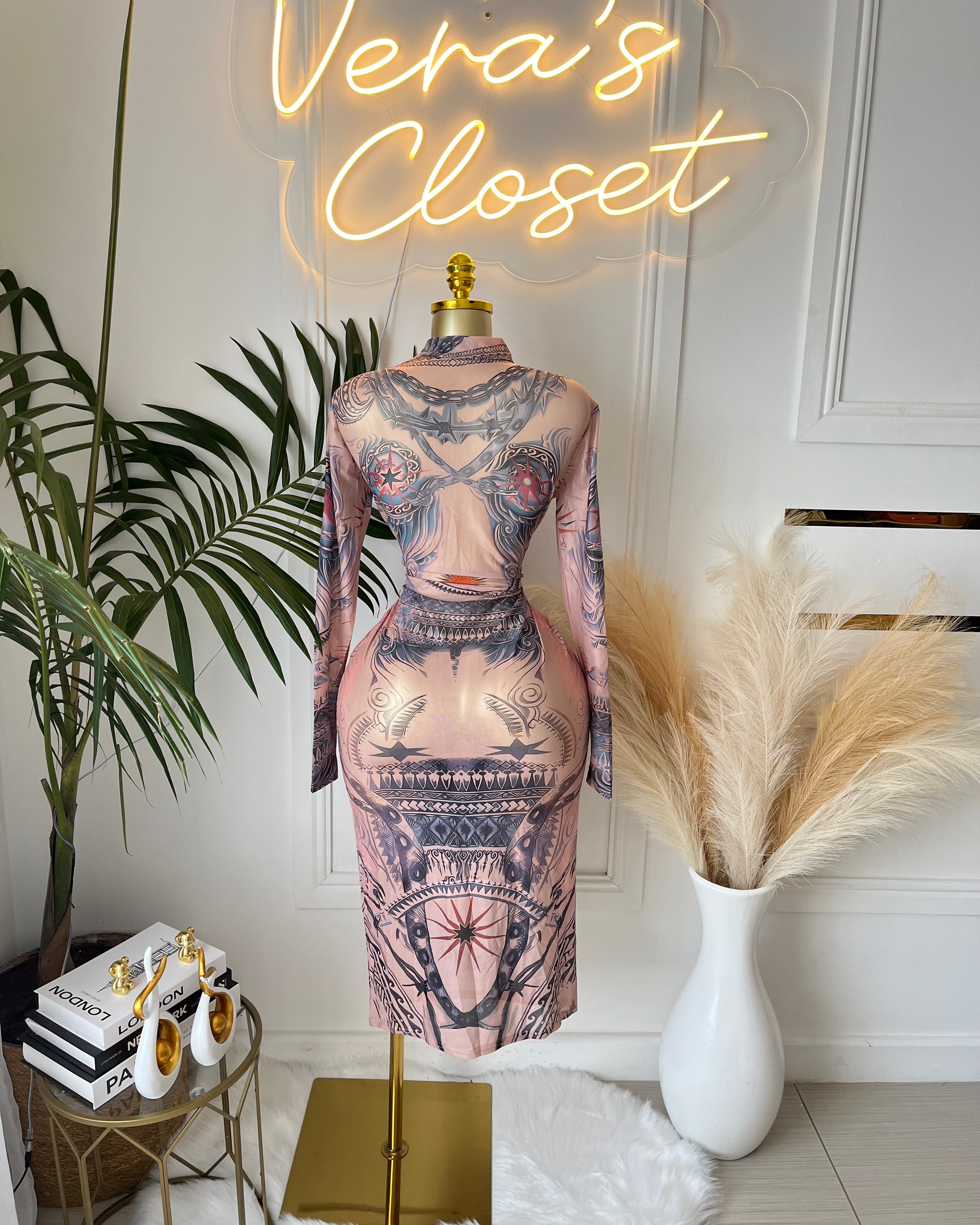 Ethereal Tattoo Mesh Dress