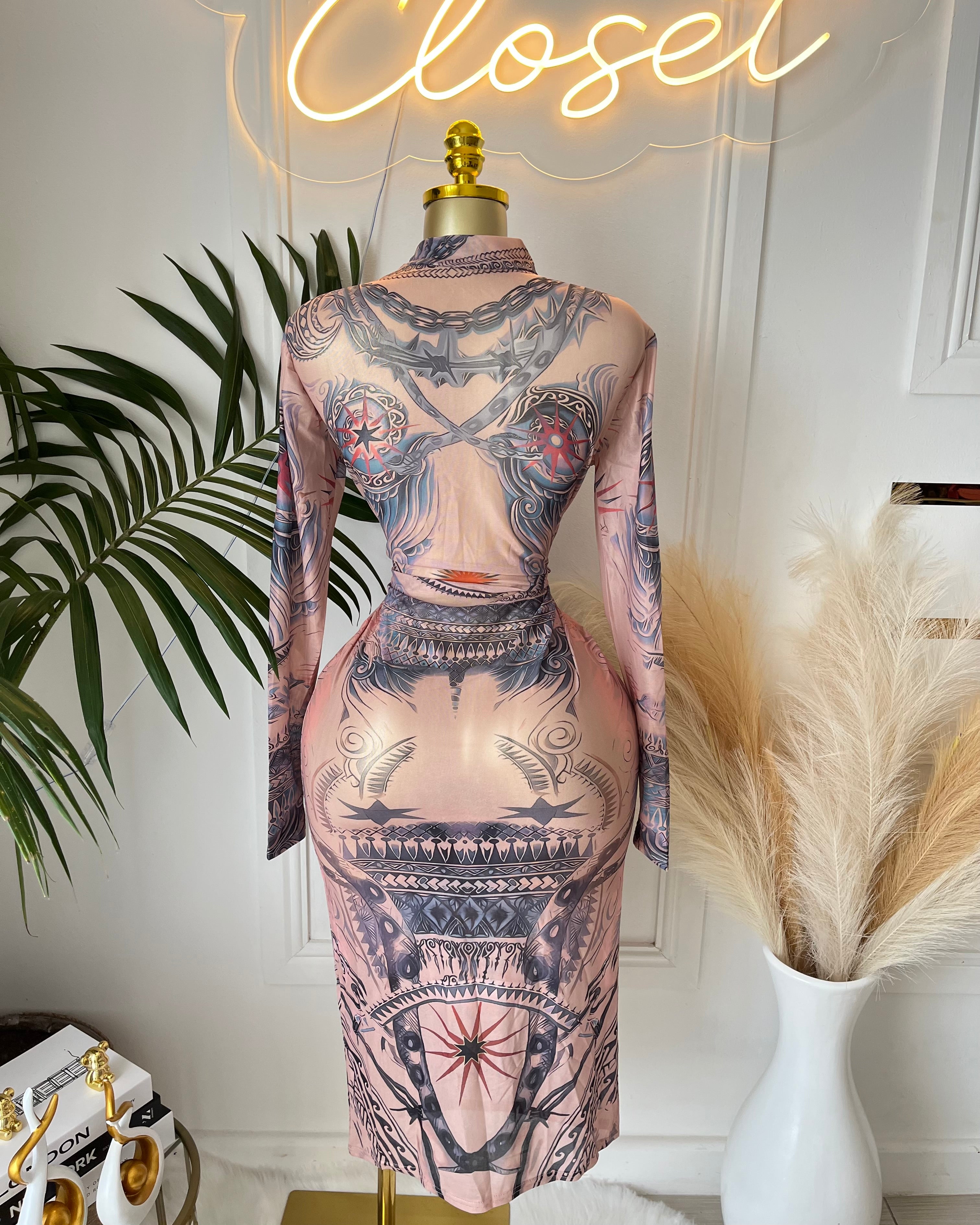 Ethereal Tattoo Mesh Dress