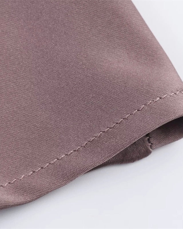 Archieves Satin Lace-Trim Midi Dress