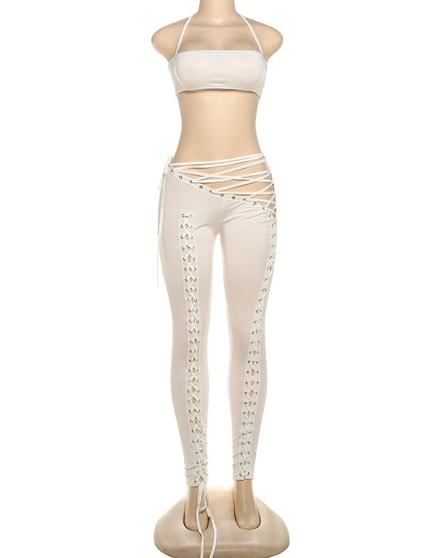 Reah Lace-Up Cutout Two-Piece Set