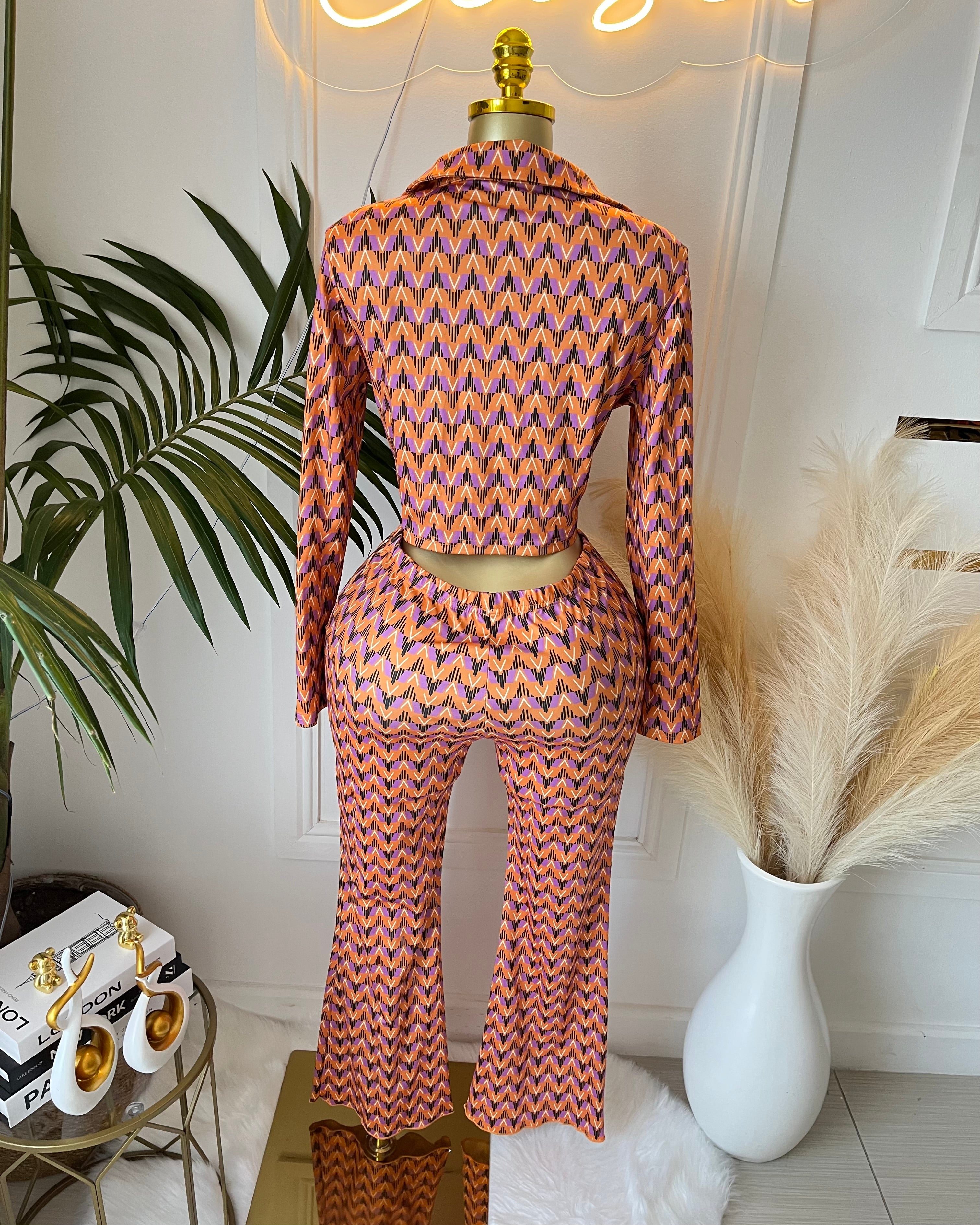 Zara Retro Print Pants Set