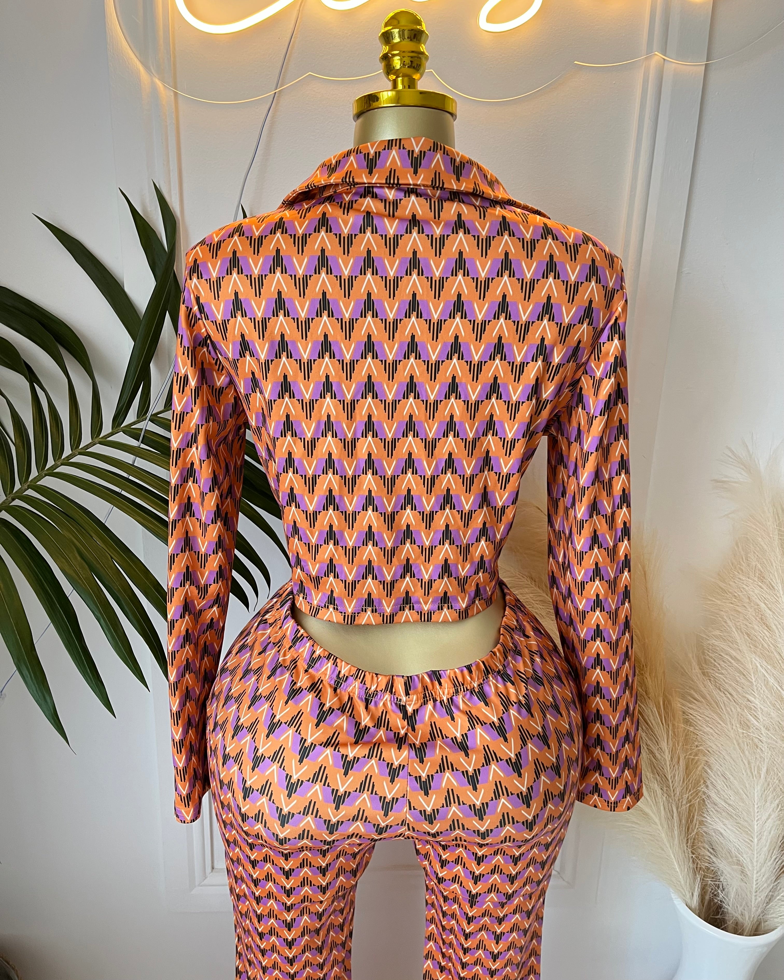 Zara Retro Print Pants Set