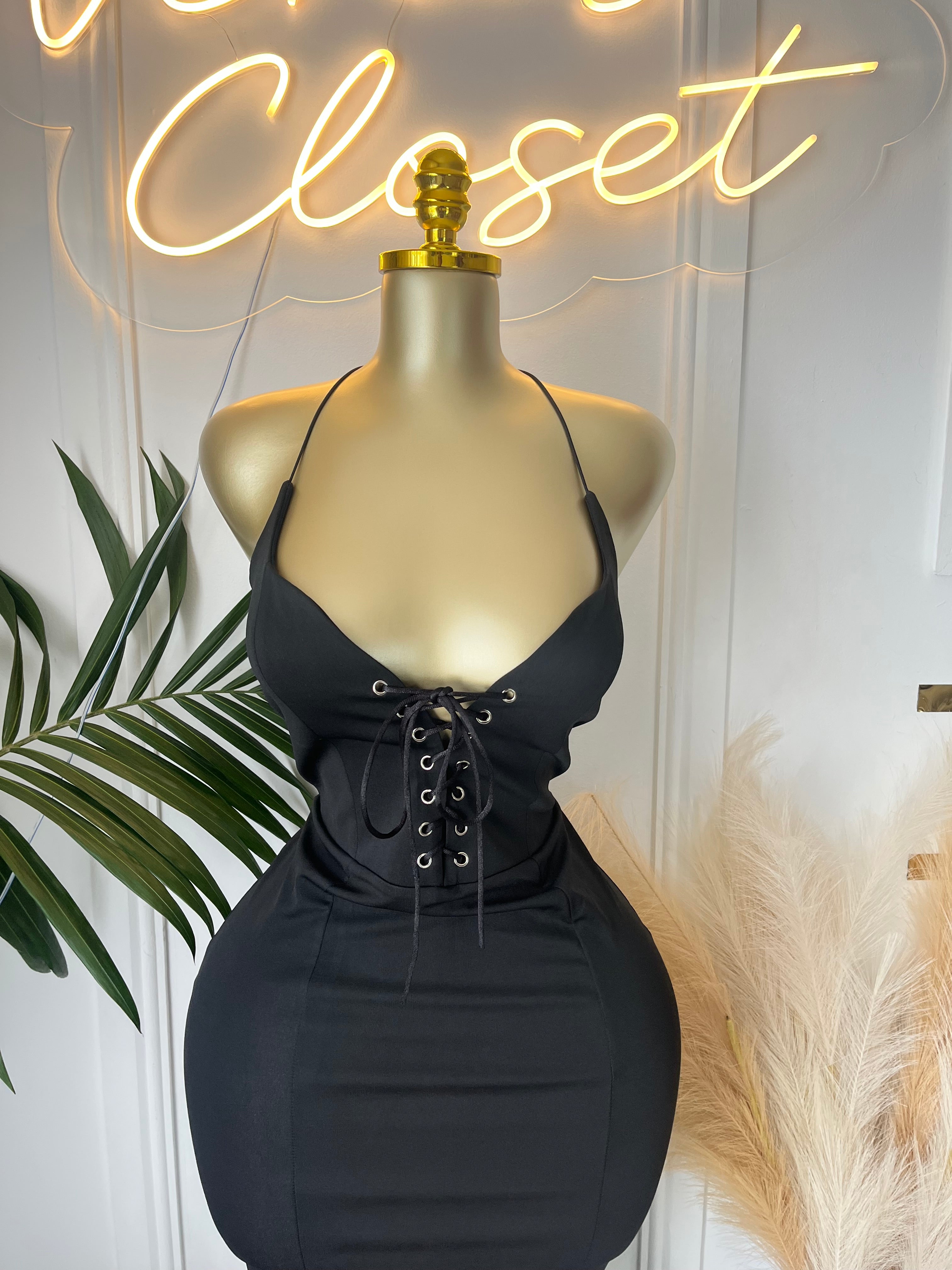 Selene Lace-Up Maxi Gown