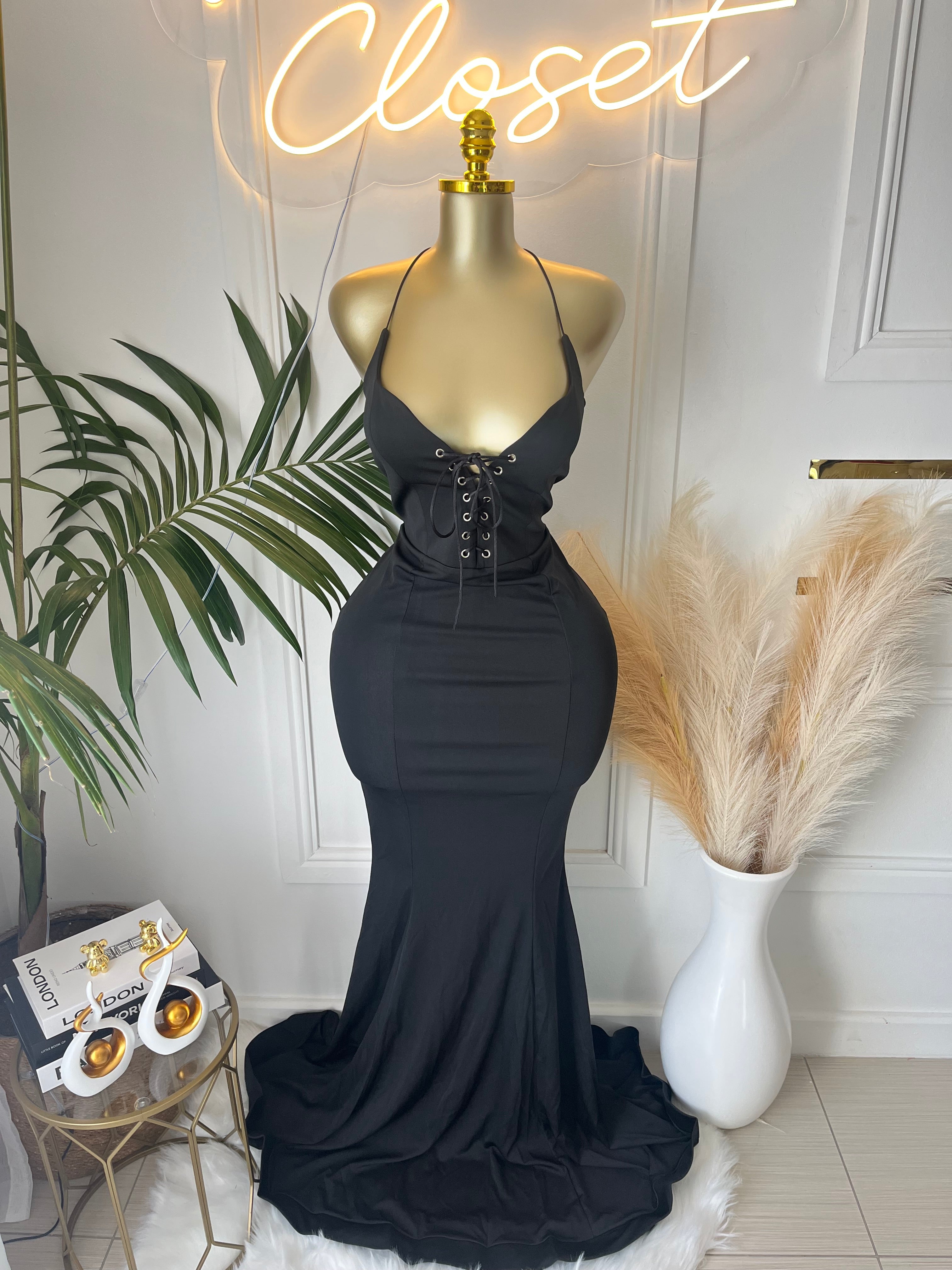 Selene Lace-Up Maxi Gown