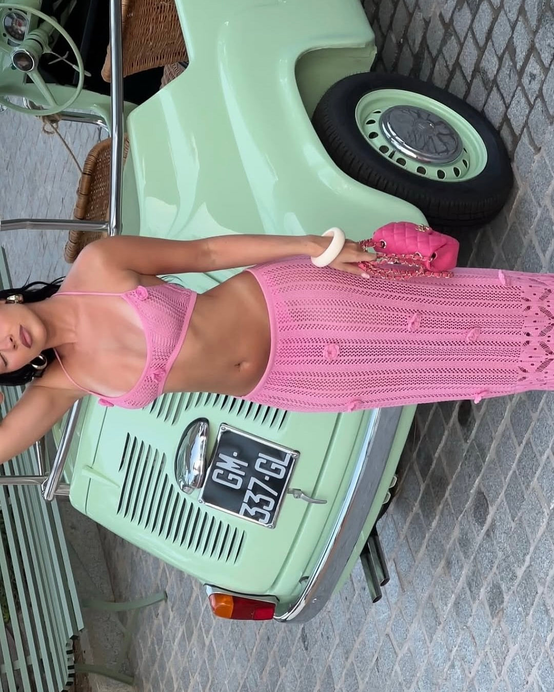 Sienna Pink Crochet Skirt Set