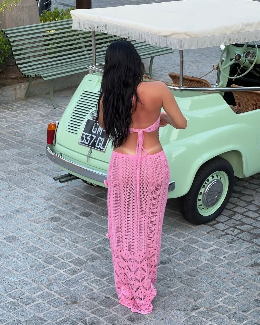 Sienna Pink Crochet Skirt Set