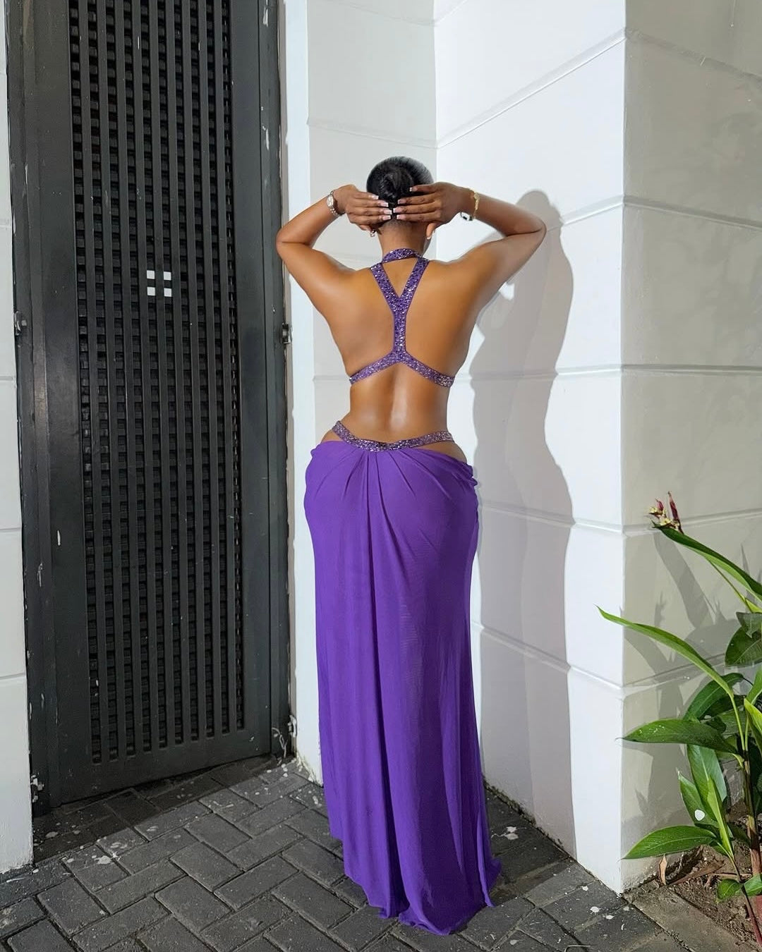 Amara Purple Cut-Out Maxi Dress