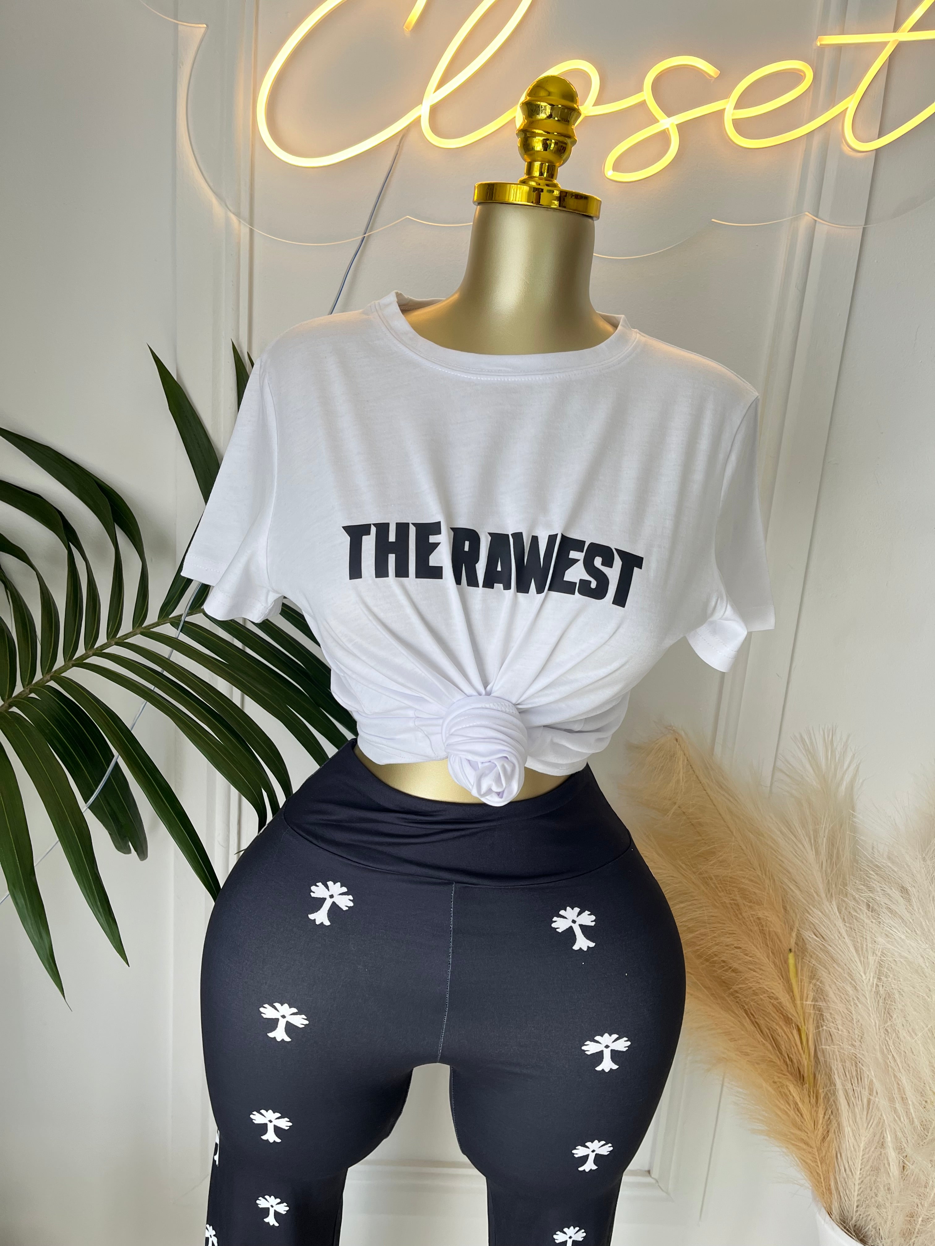 The Rawest Graphic Tee & Palm Print Leggings Set
