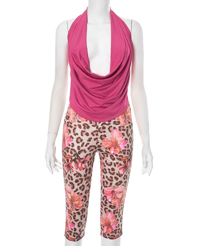 Roberto Floral Leopard Short Set