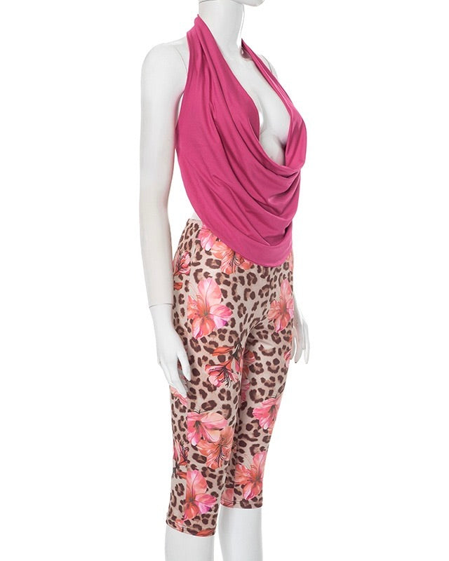 Roberto Floral Leopard Short Set