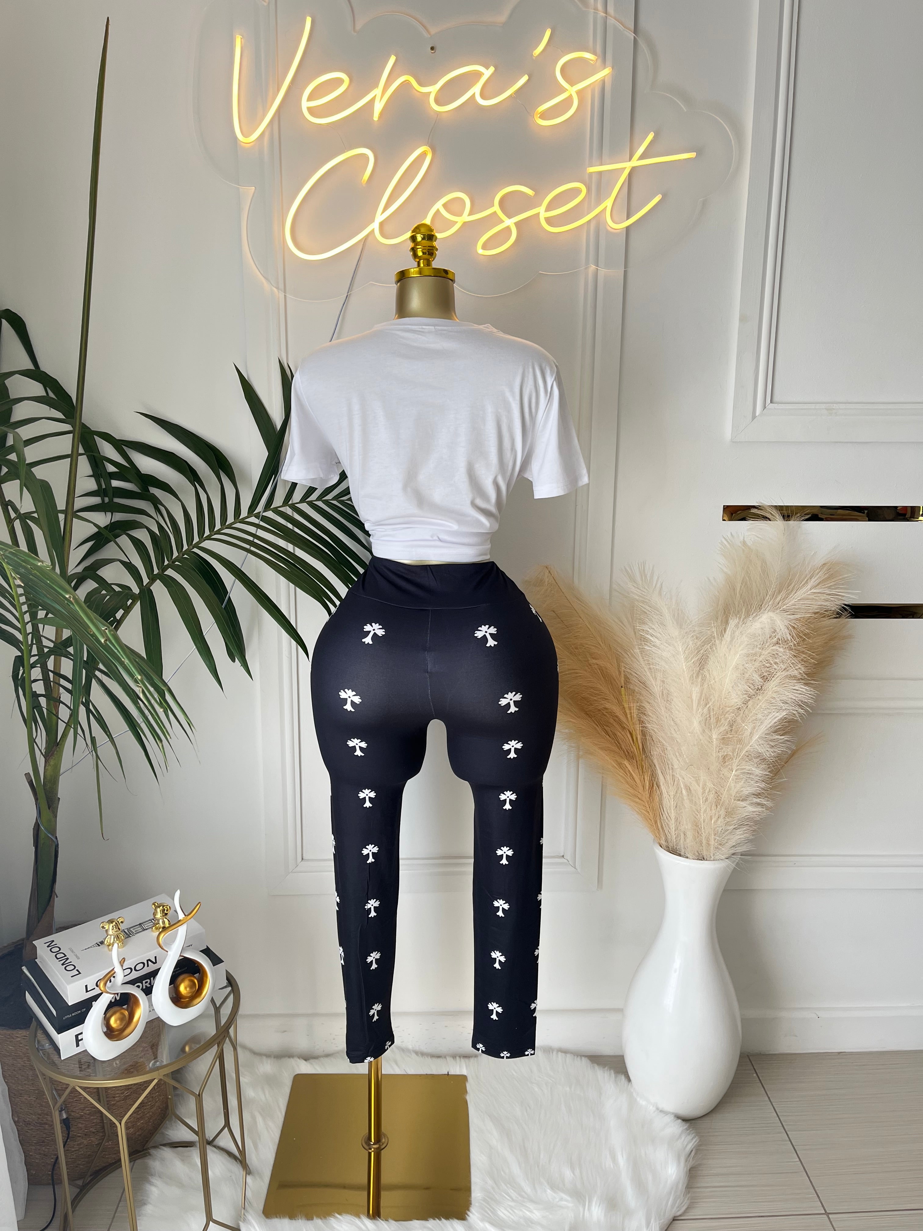 The Rawest Graphic Tee & Palm Print Leggings Set