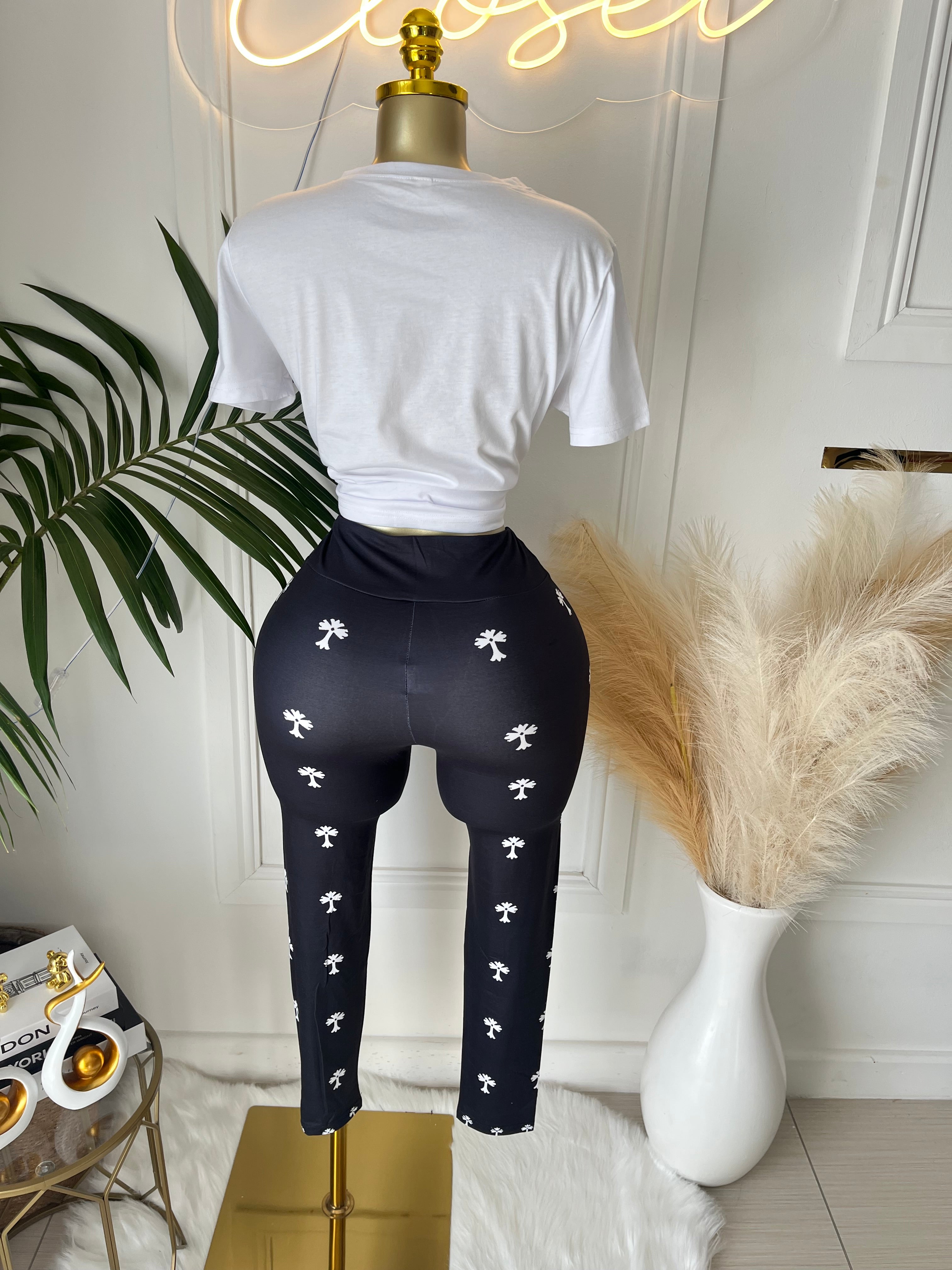 The Rawest Graphic Tee & Palm Print Leggings Set
