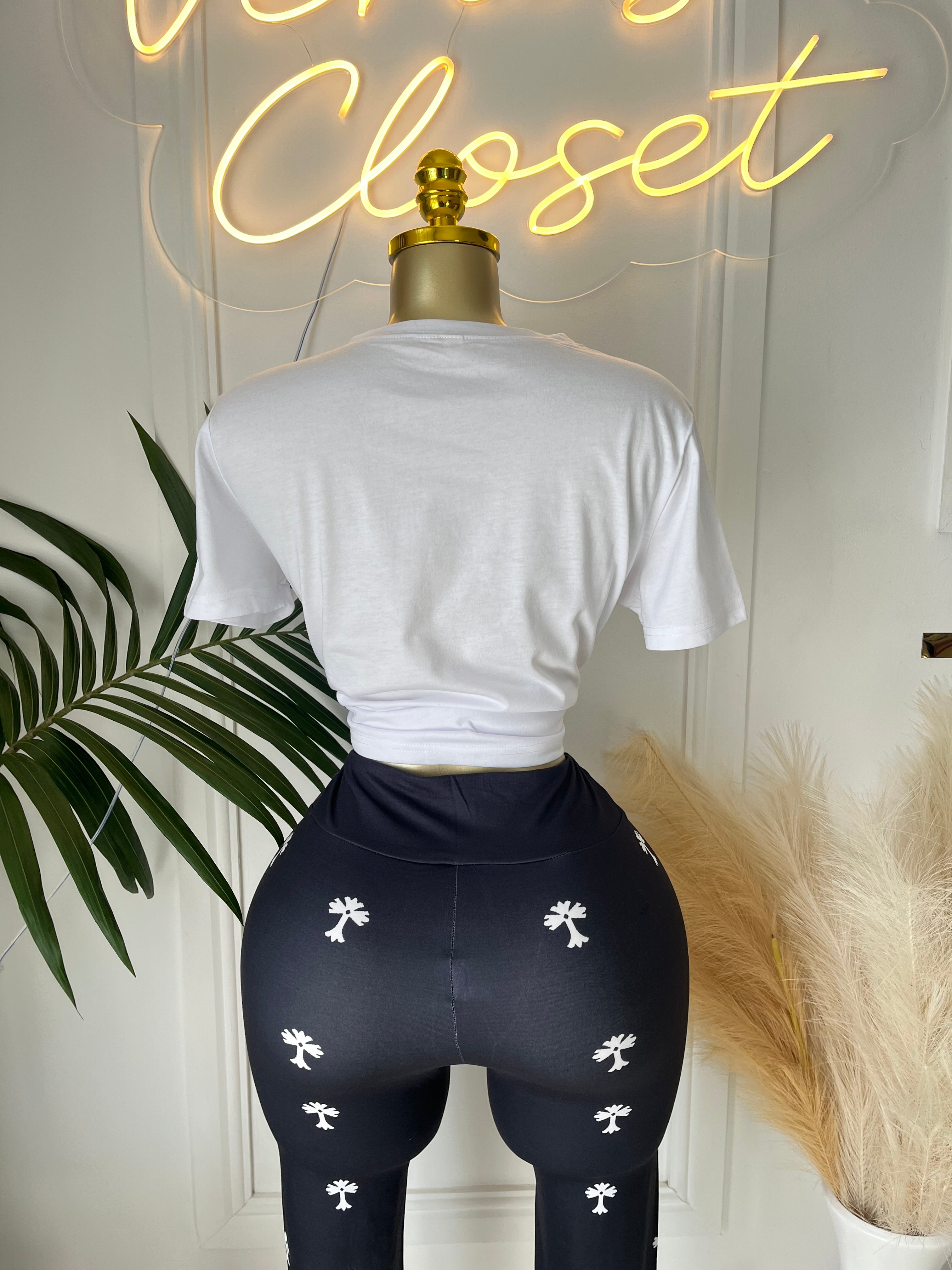 The Rawest Graphic Tee & Palm Print Leggings Set