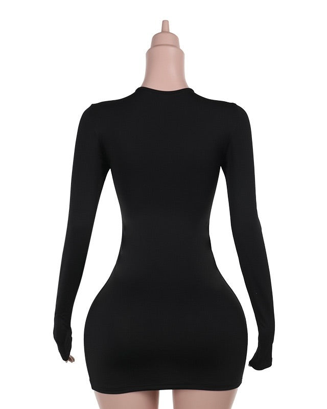 Erina Lace-Up Plunge Mini Dress