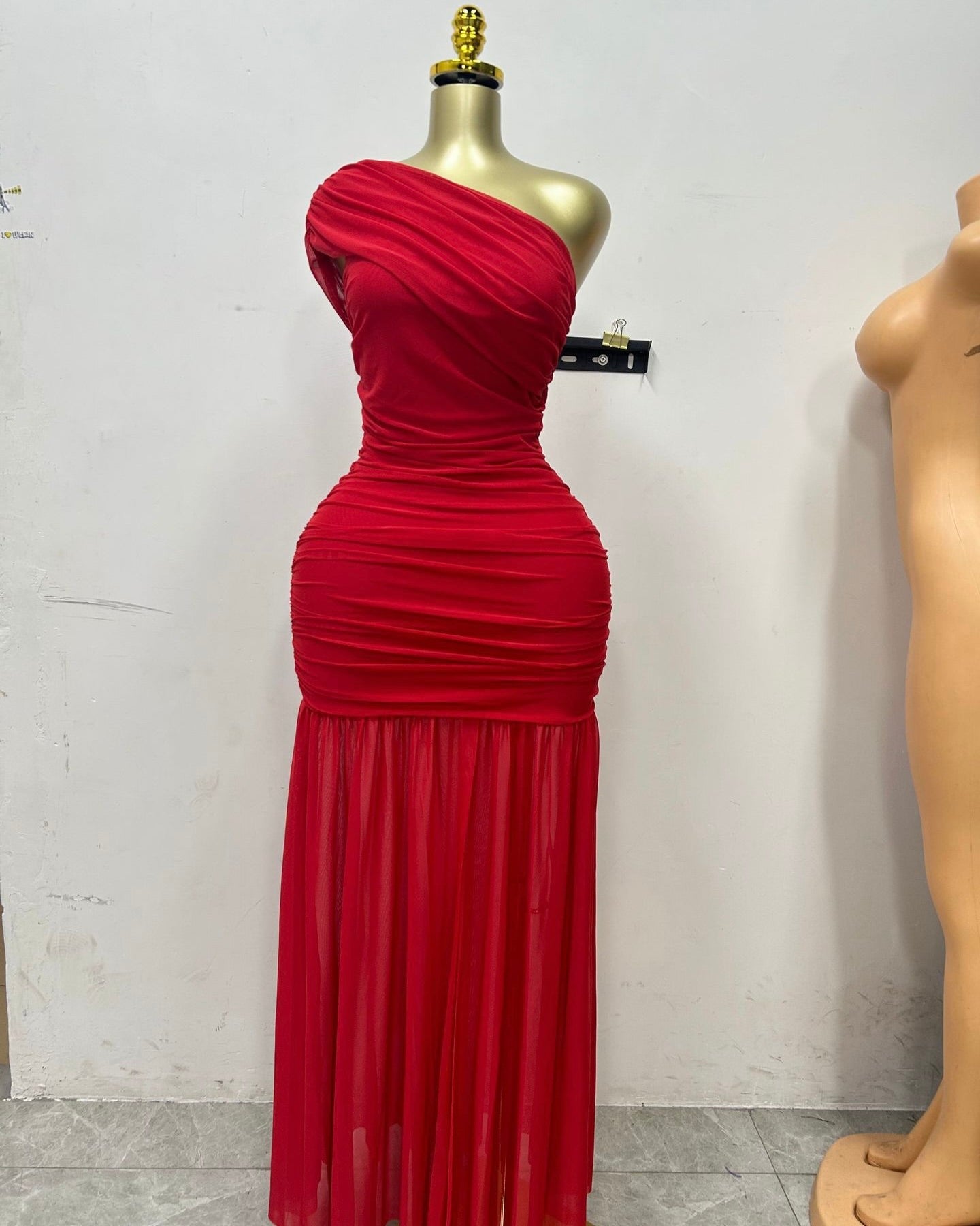 Kendall One-Shoulder Ruched Maxi Dress