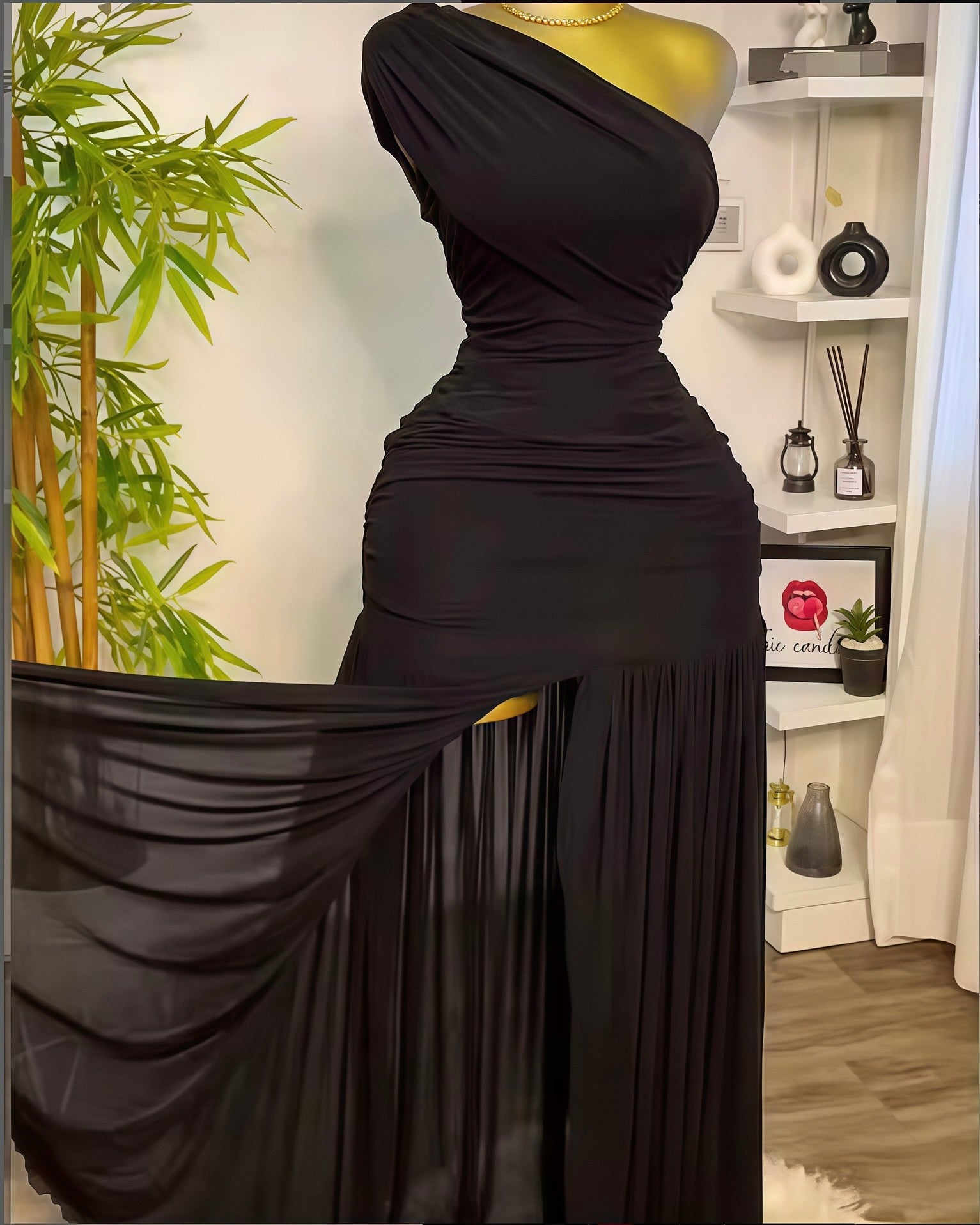 Kendall One-Shoulder Ruched Maxi Dress