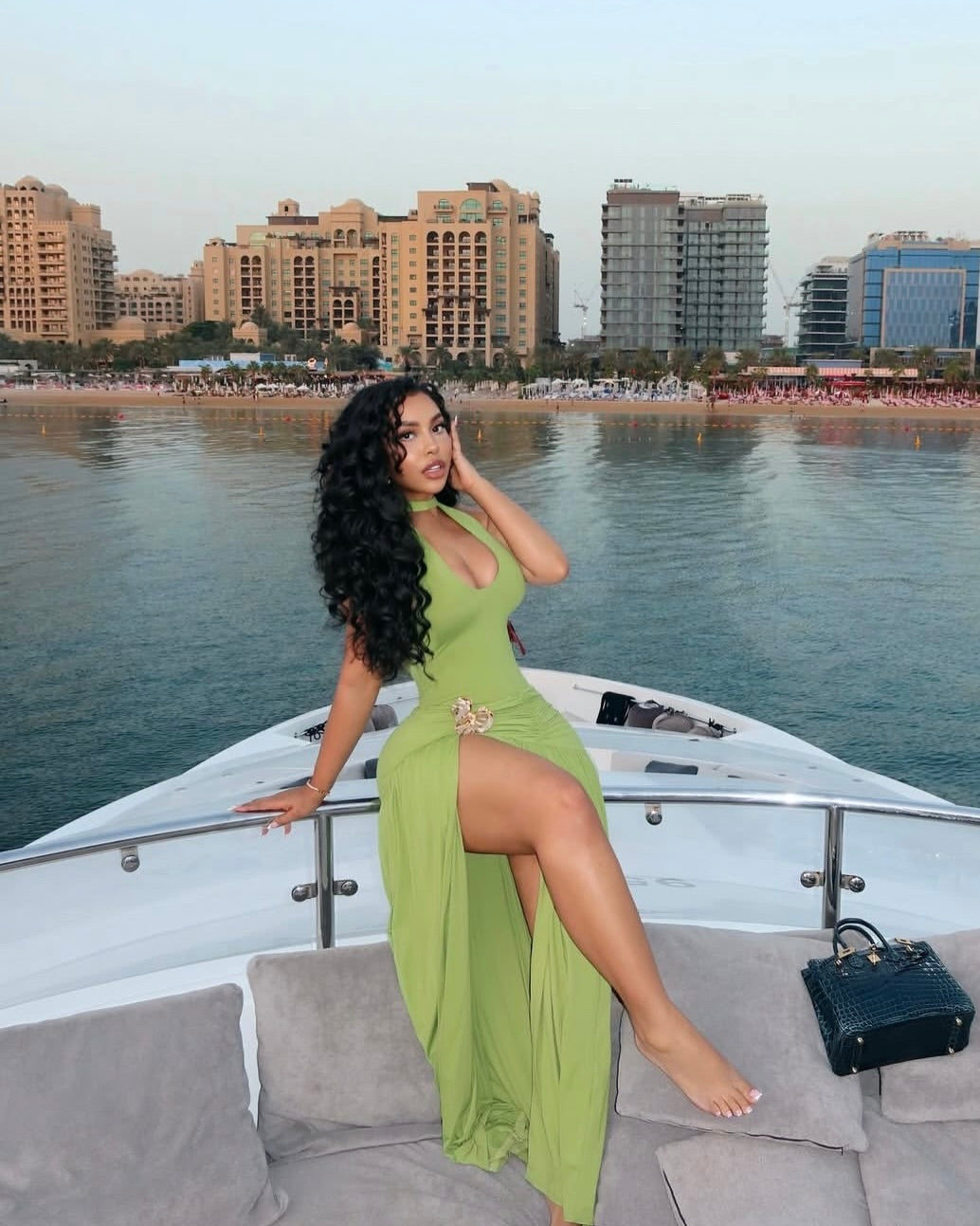 Jayden Lime Halter Skirt Set