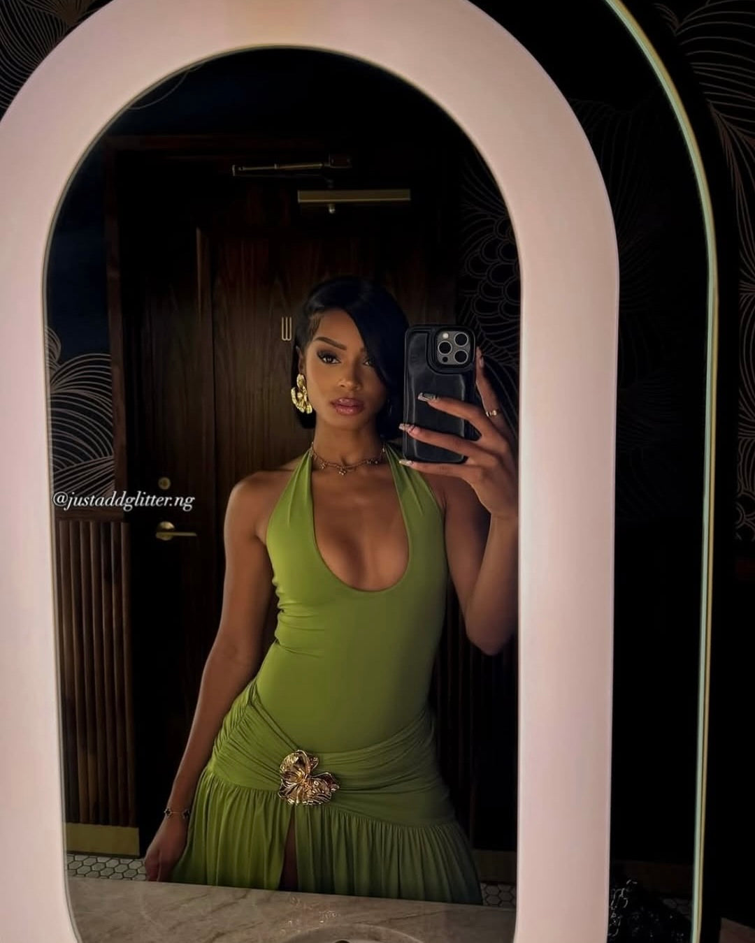 Jayden Lime Halter Skirt Set