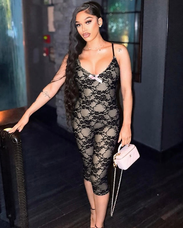 Milan Lace Bow Jumpsuit