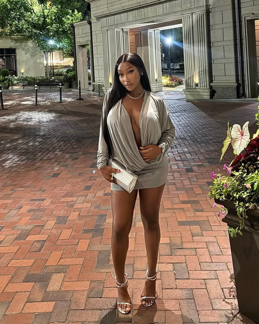 Ibiza Plunge Drape Mini Dress