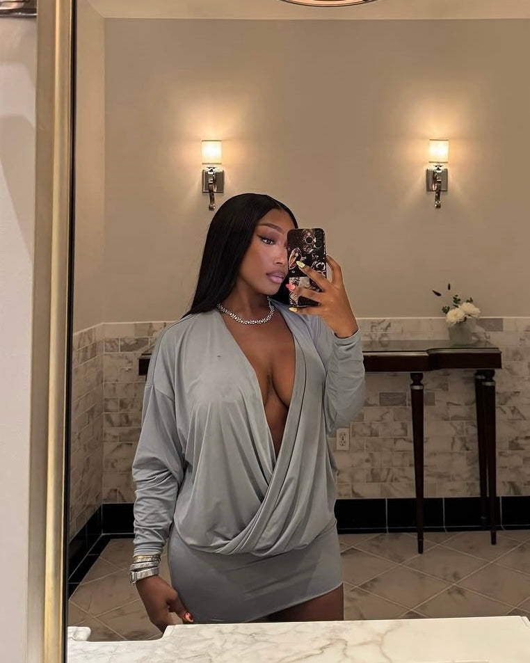 Ibiza Plunge Drape Mini Dress