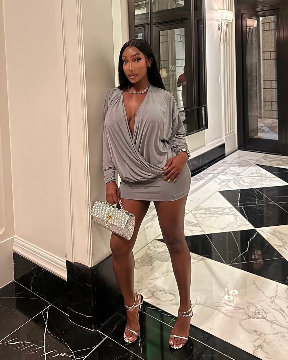 Ibiza Plunge Drape Mini Dress