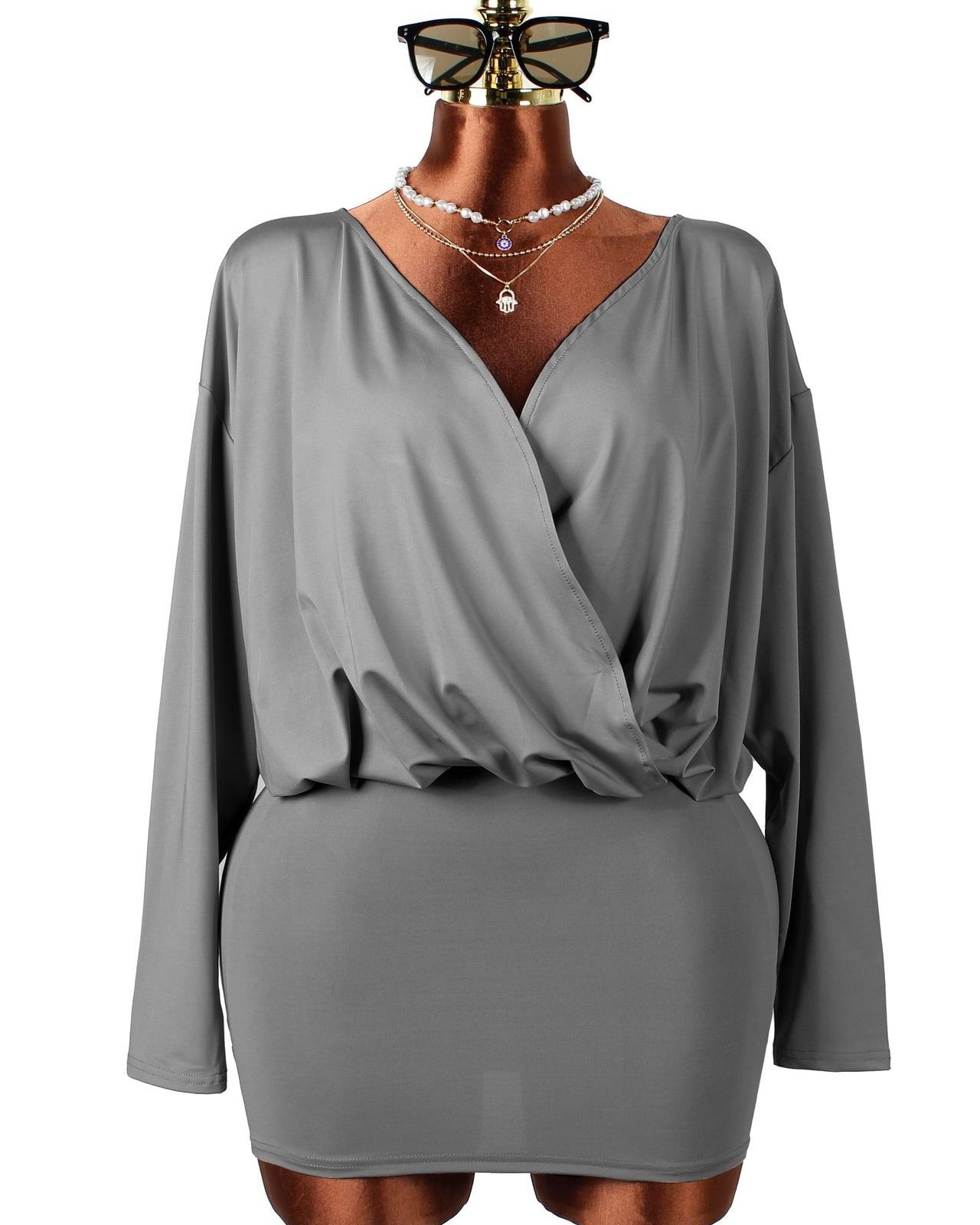 Ibiza Plunge Drape Mini Dress