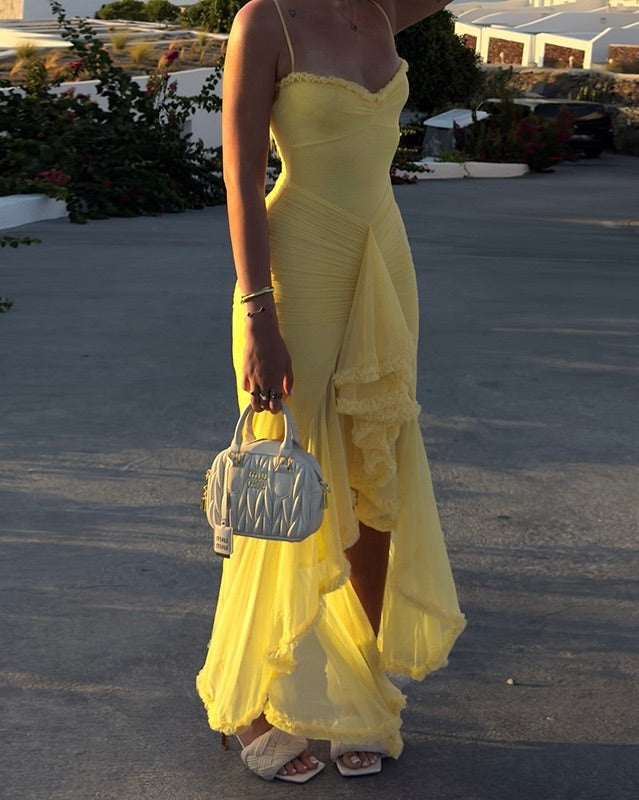 Liana Ruffle Draped Maxi Dress