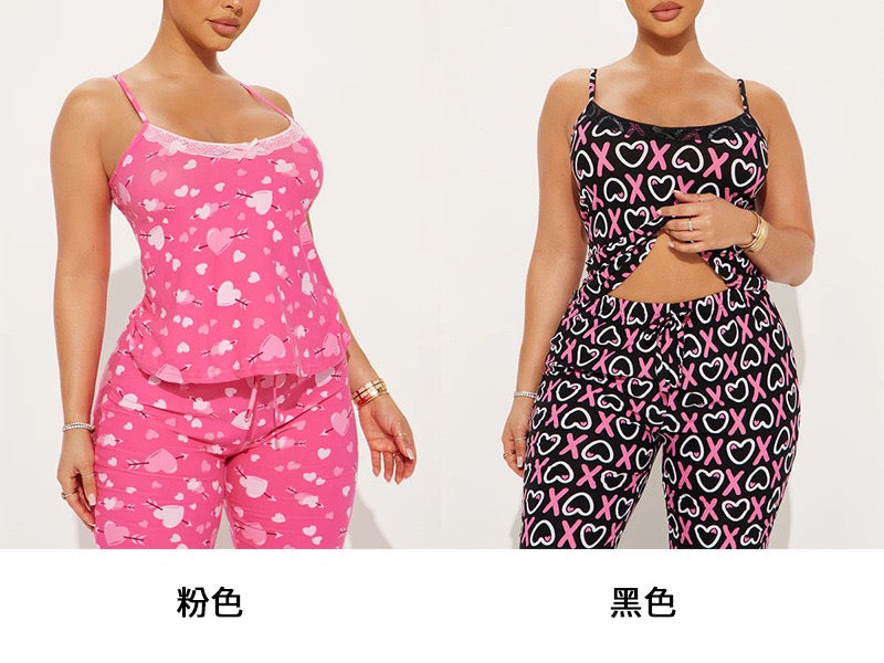Adriana Printed Lounge Jumpsuit Pink