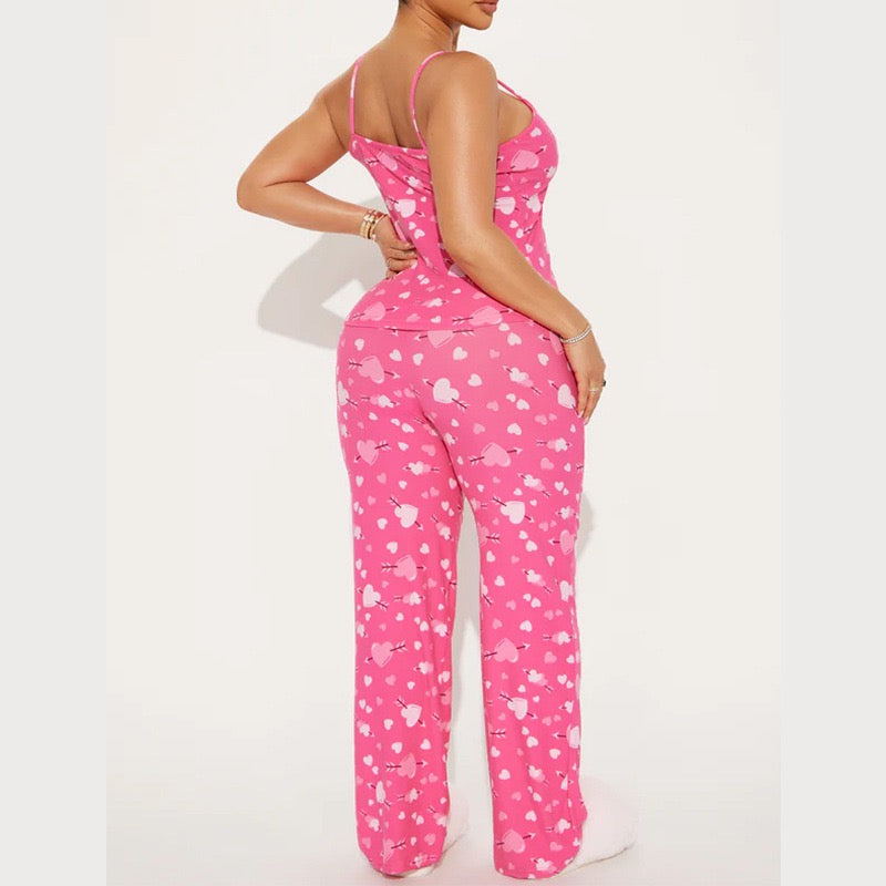 Adriana Printed Lounge Jumpsuit Pink
