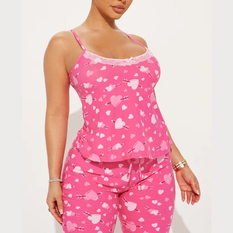 Adriana Printed Lounge Jumpsuit Pink