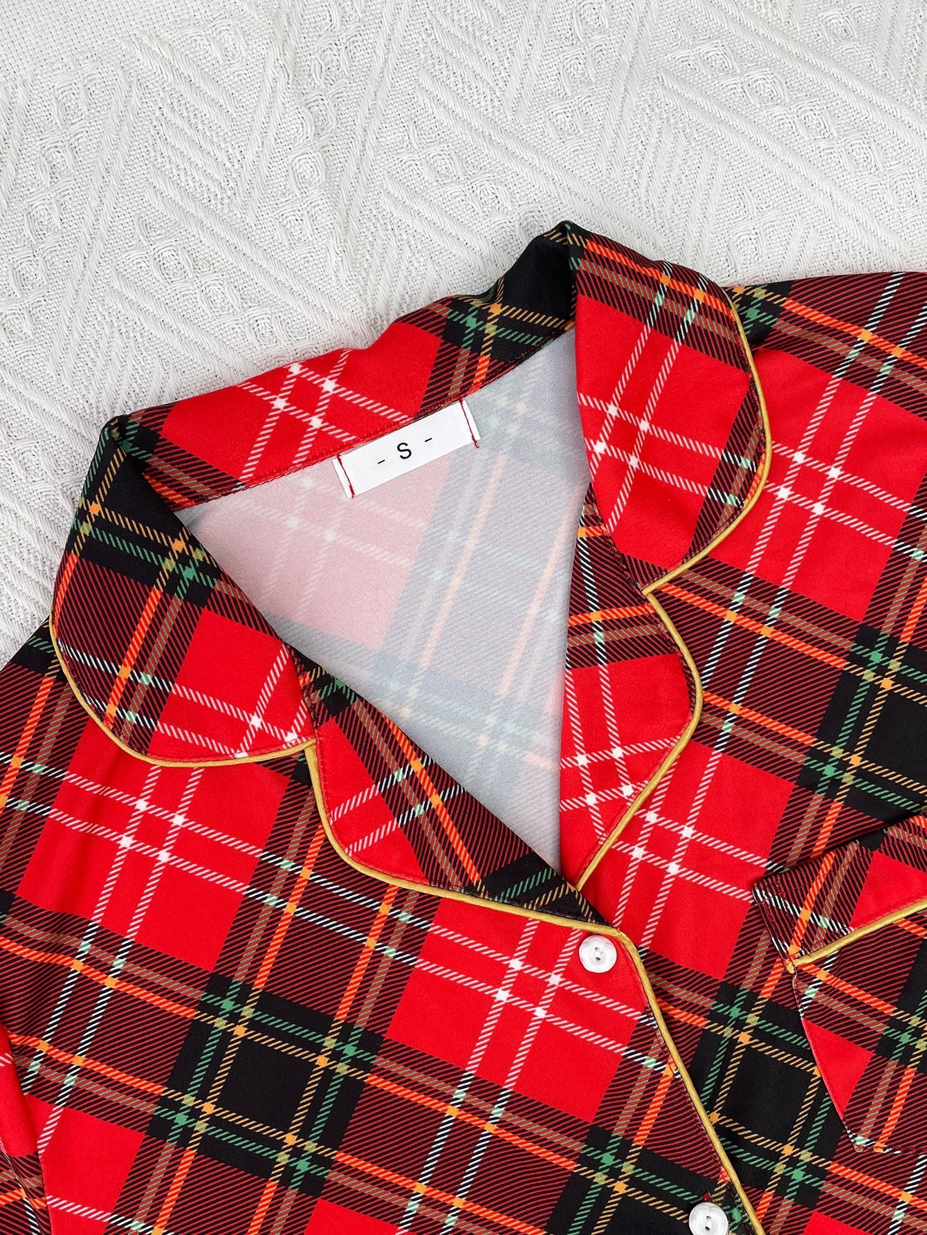 Between Us Red Plaid Pajama Shorts Set