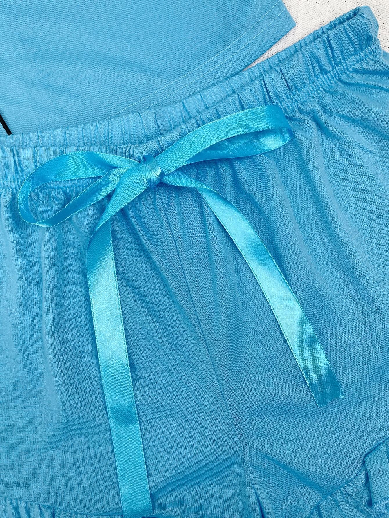 Thinking of You Pink Pajama Shorts Set Blue