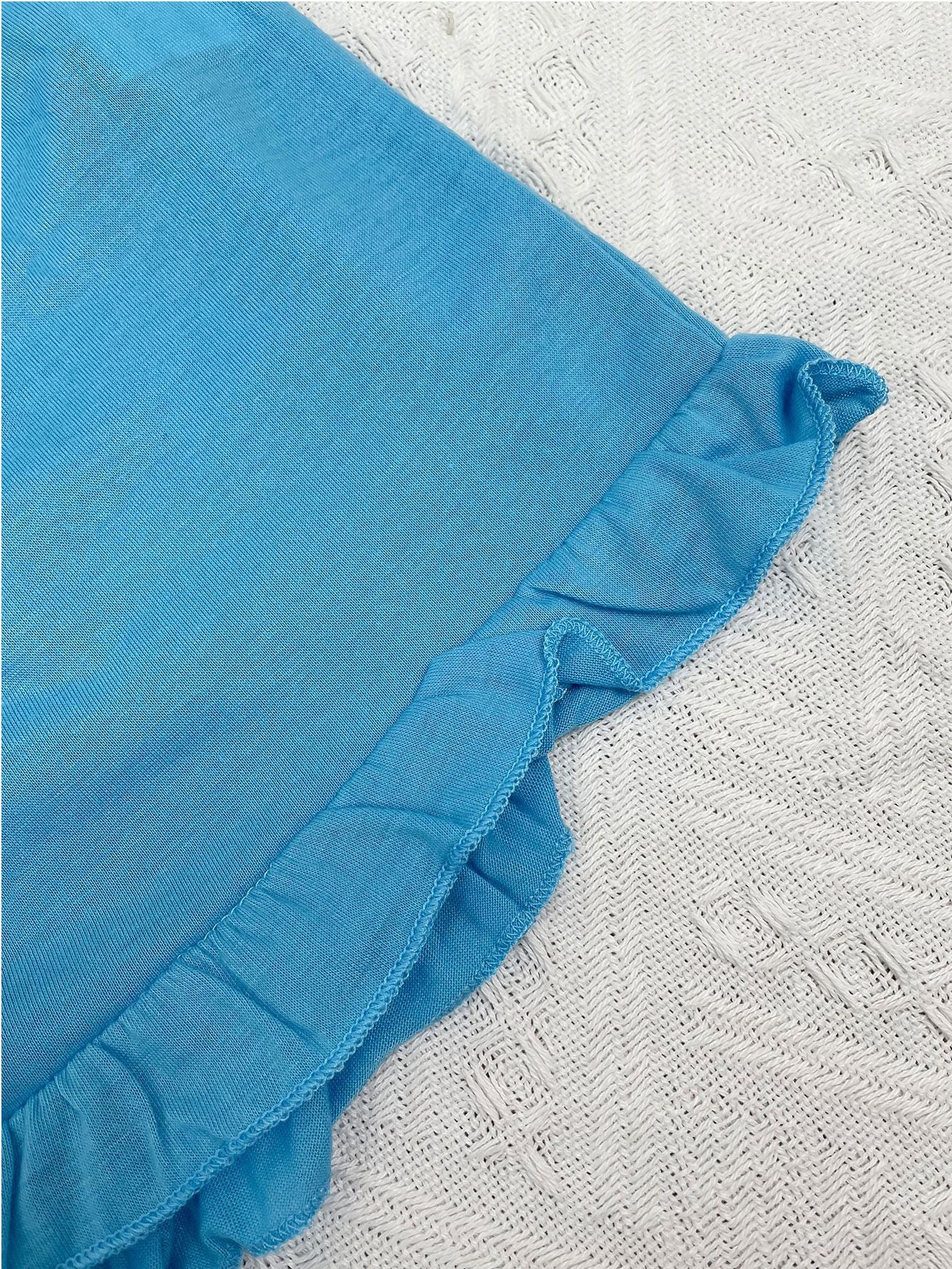 Thinking of You Pink Pajama Shorts Set Blue