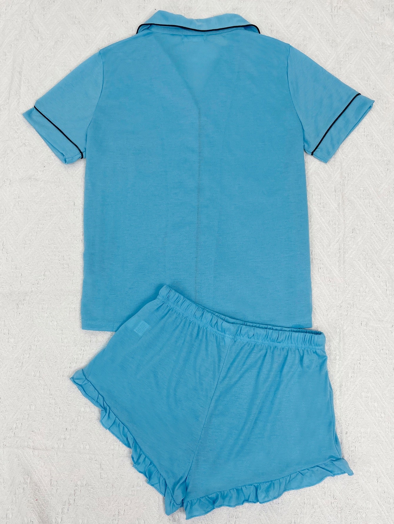 Thinking of You Pink Pajama Shorts Set Blue