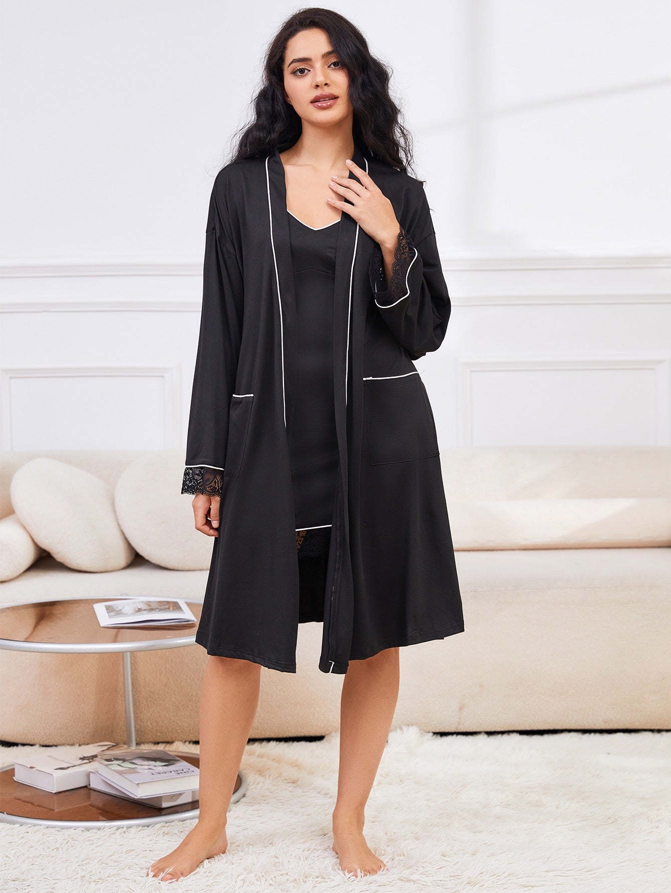 Night Mode Black Lace Sleepwear Set