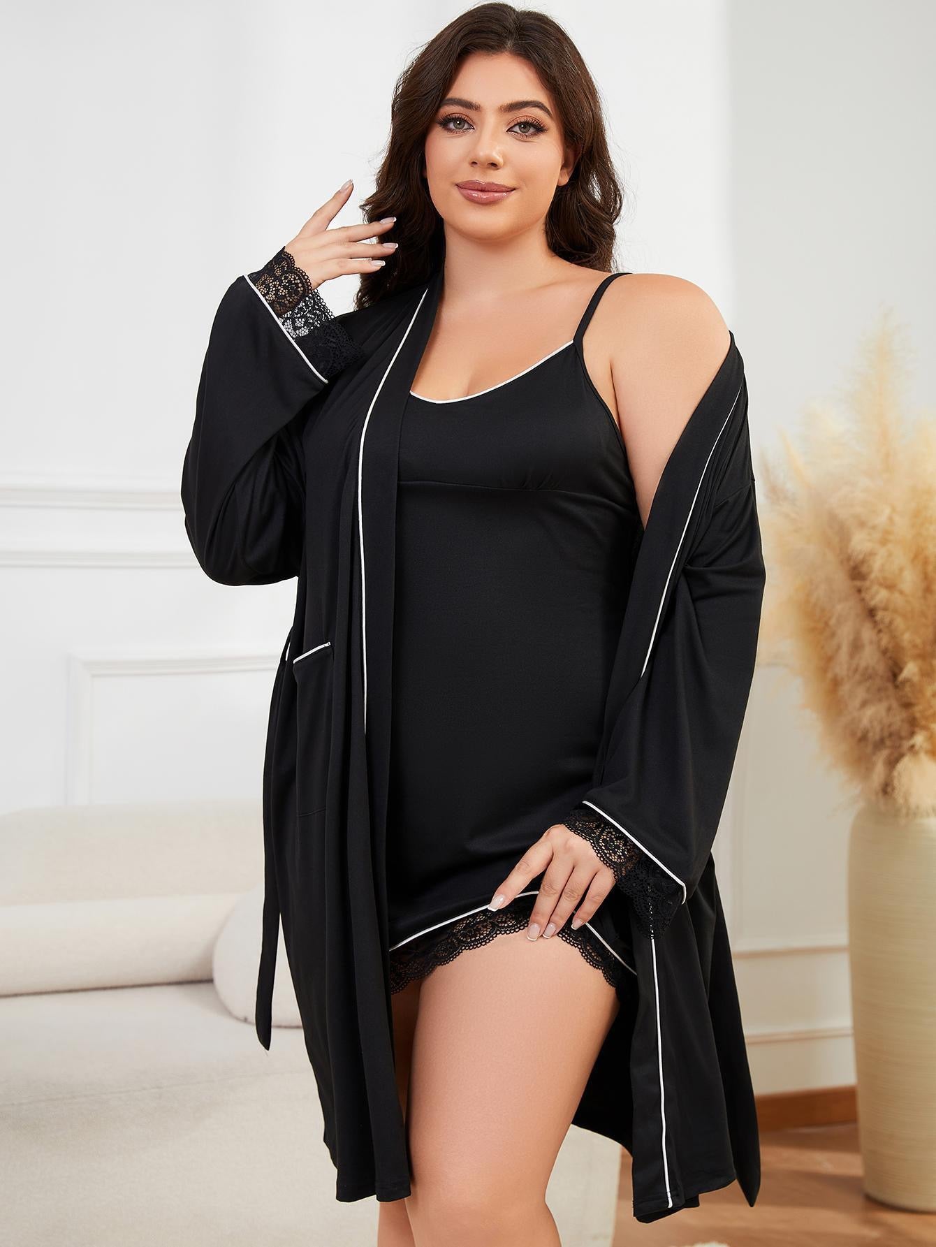 Night Mode Black Lace Sleepwear Set