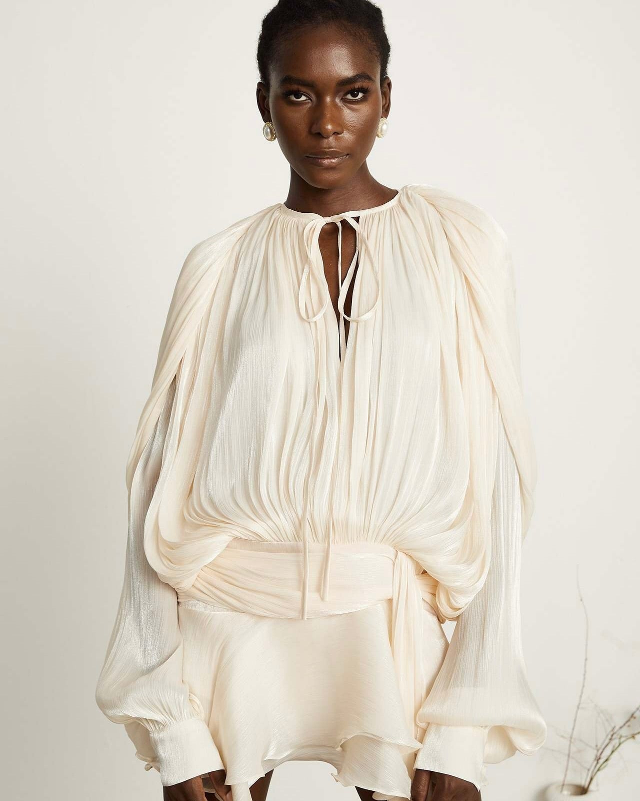 Yoni Satin Ruffle Mini Dress