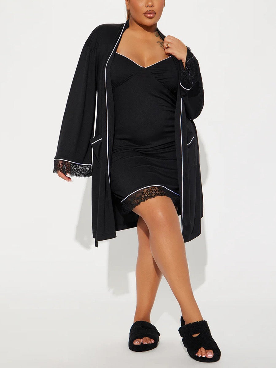 Night Mode Black Lace Sleepwear Set